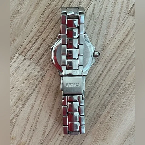 Seiko Coutura Ladies Watch Genuine Diamonds Pink Pearl Dial Stainless Bracelet